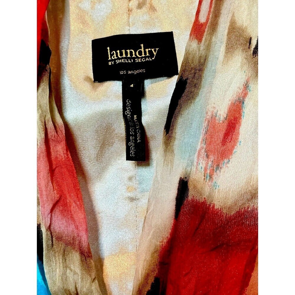 Laundry By Shelli Segal 100% Silk Floral Mini Dress Size 4 Vintage 90s Lined - Picture 5 of 7